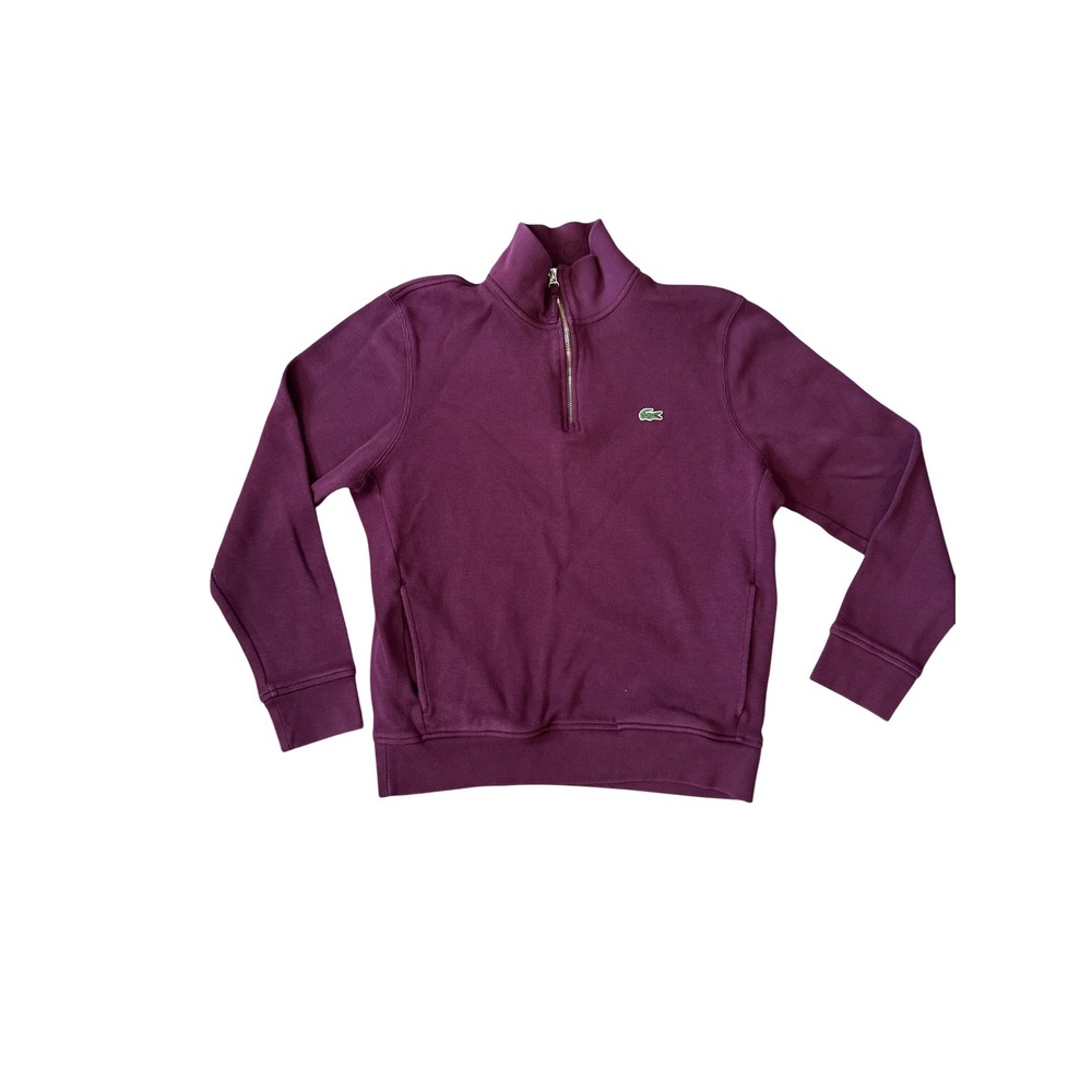 Lacoste Quarter Zip Pullover Mens XL Burgundy Ribbed Cotton preppy